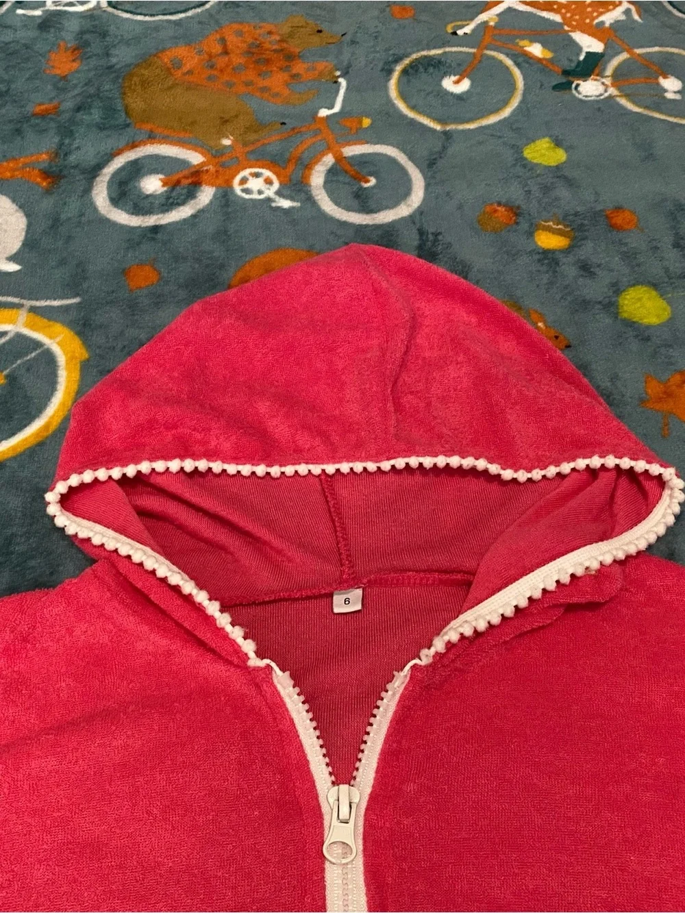 Girls' Hooded Pink Zip-Front Swim Suit Cover-Up